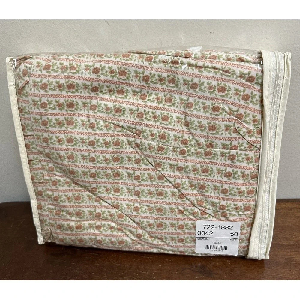 Vintage JC Penney Dainty Cottage Floral Bed Skirt Dust Ruffle Pleated NEW